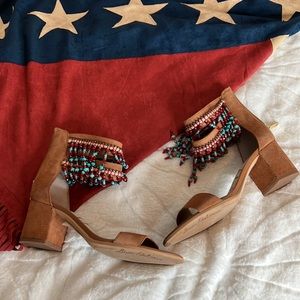 Sam Edelman Fringe Block Heel Shoes Size 6.5 M EUC